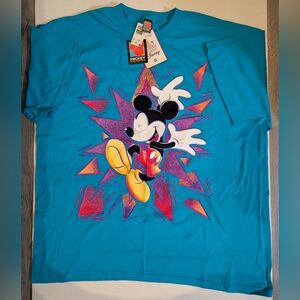 Mickey Unlimited Land 'N Sea Mens Blue Graphic T-Shirt  Millennium Disney XL 1X